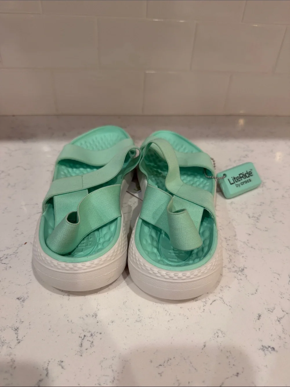 CROCS NWT LiteRide Slide Sandals in Mint Green Lightweight Summer Boat Shoes